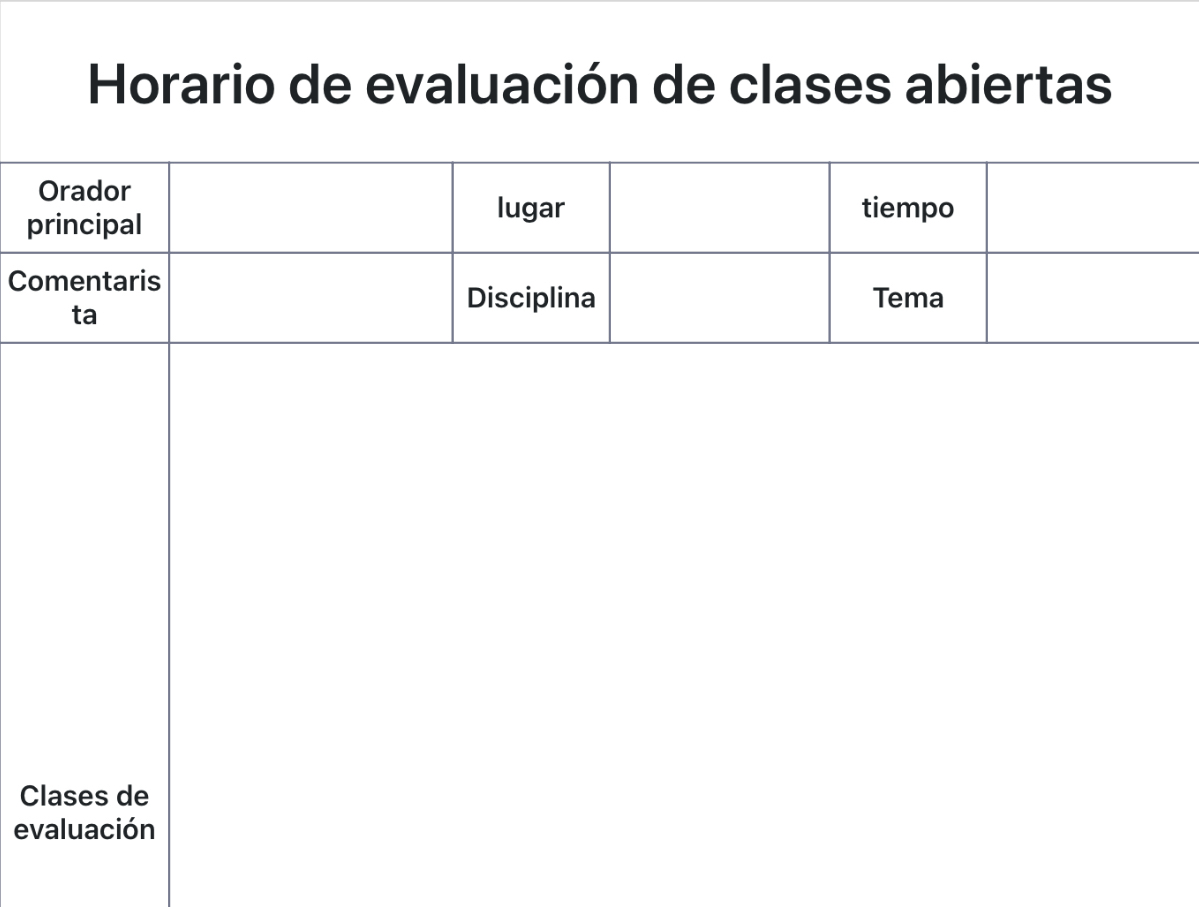 Horario de evaluación de clases abiertas